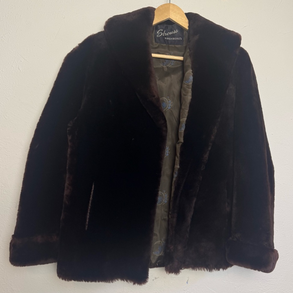 Strouss Hirshberg Vintage 1950s Deep Burgundy Chocolate‎ Fur Coat